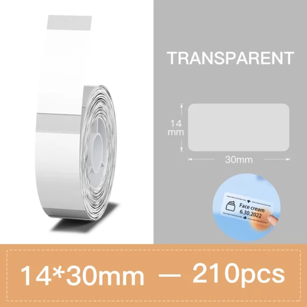 Niimbot 210 Αυτοκόλλητες Ετικέτες σε Ρολό 14x30 mm διάφανες