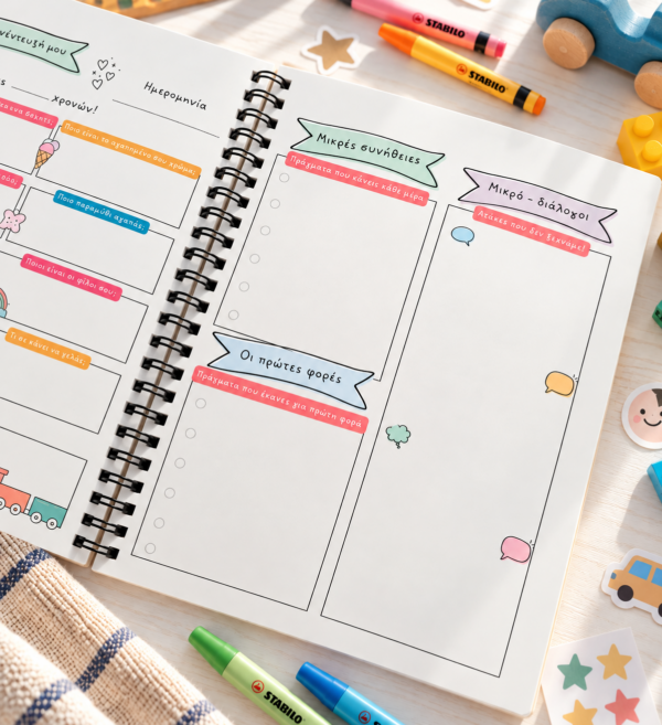 Playful Greek Memory Journal Flat Lay ΟΙ ΣΥΝΕΝΤΕΥΞΕΙΣ ΜΟΥ - Journal Γενεθλίων